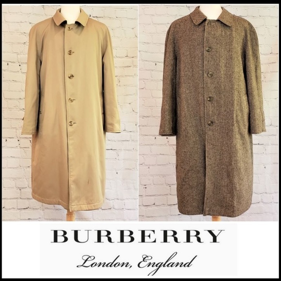 SOLD! BURBERRY REVERSIBLE Tweed Trench Coat 42R - Picture 8 of 8